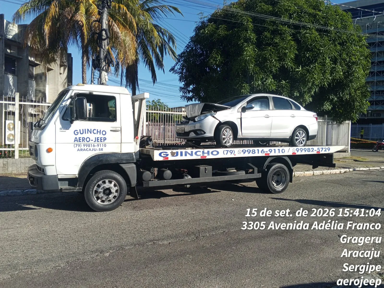 Guincho Aero-Jeep atendendo veículo 24 horas em Aracaju